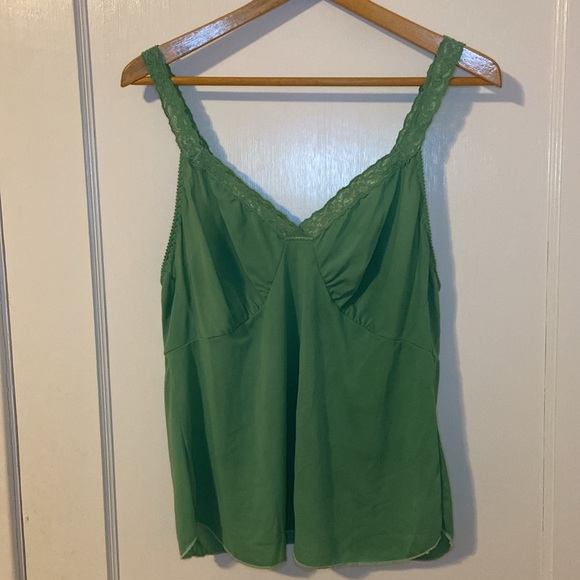 Vintage Hand-dyed Green Lace Trim Camisole Slip Top - Picture 11 of 13